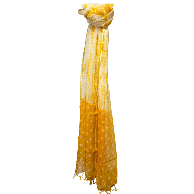 Yellow Bandhani and Leheriya Dupatta