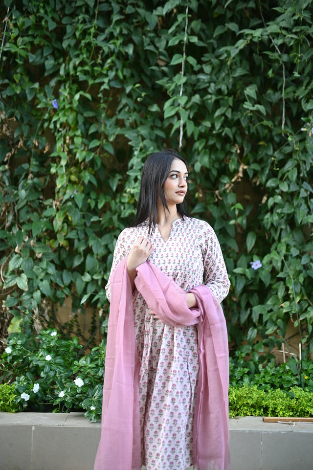 Pink Cotton Kurta for Ladies