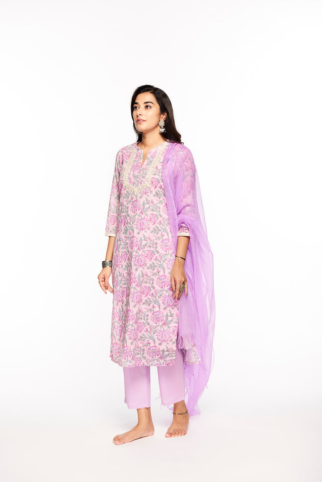 mauve cotton dupatta